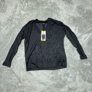 Buffalo David Bitton Womens Small V-Neck Long Sleeve Black Heather NWT 6612